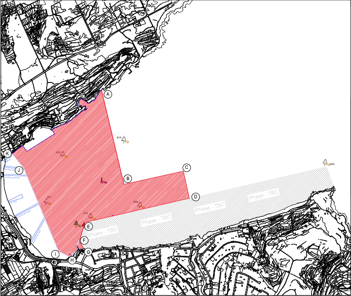 The chart showing where the works shall be taking place. Photo: Transport Malta