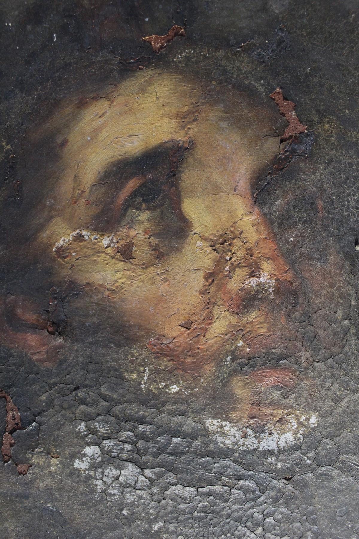 Details from the Our lady of Graces altarpiece taken during the initial stages of conservation and showing the poor state in which it was found. Photo: ASC Conservation Centre Ltd