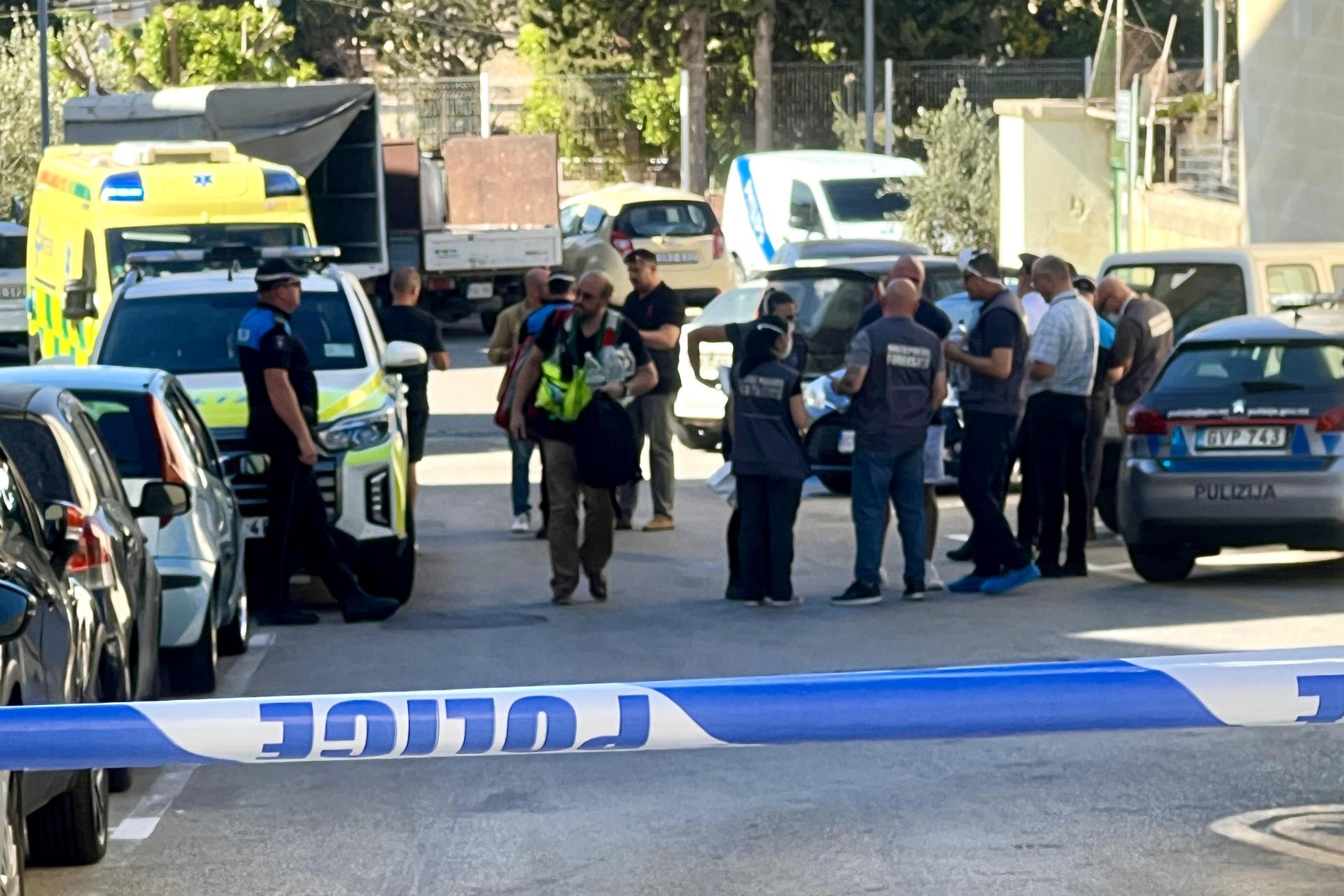 Police at the scene of the murder in Vittoriosa. Photo: Chris Sant Fournier