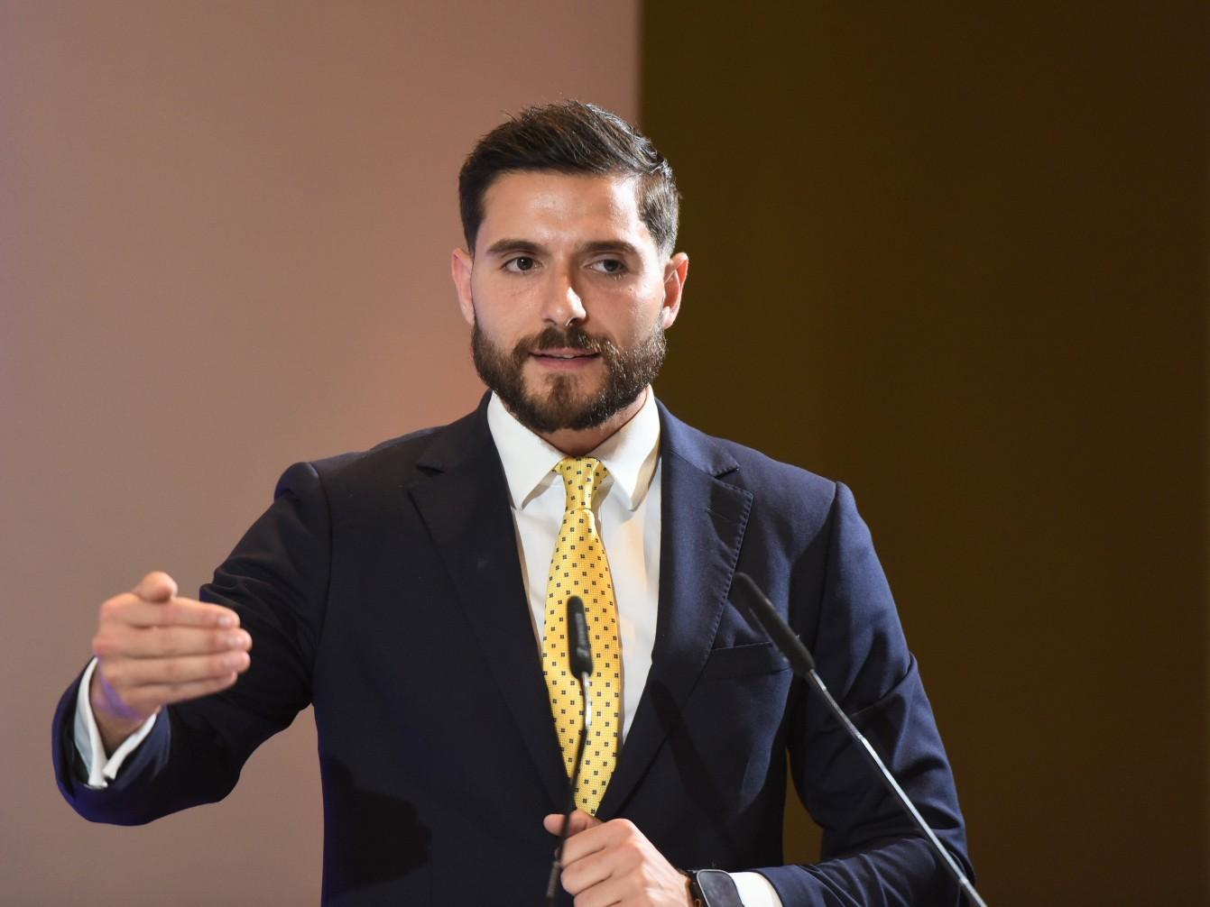 Alex Borg addressing the audience on Monday. Photo: Chris Sant Fournier