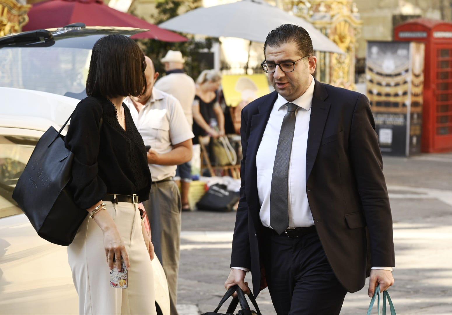 AG lawyers Danika Vella and Anthony Vella entering the court on Thursday. Photo: Matthew Mirabelli.