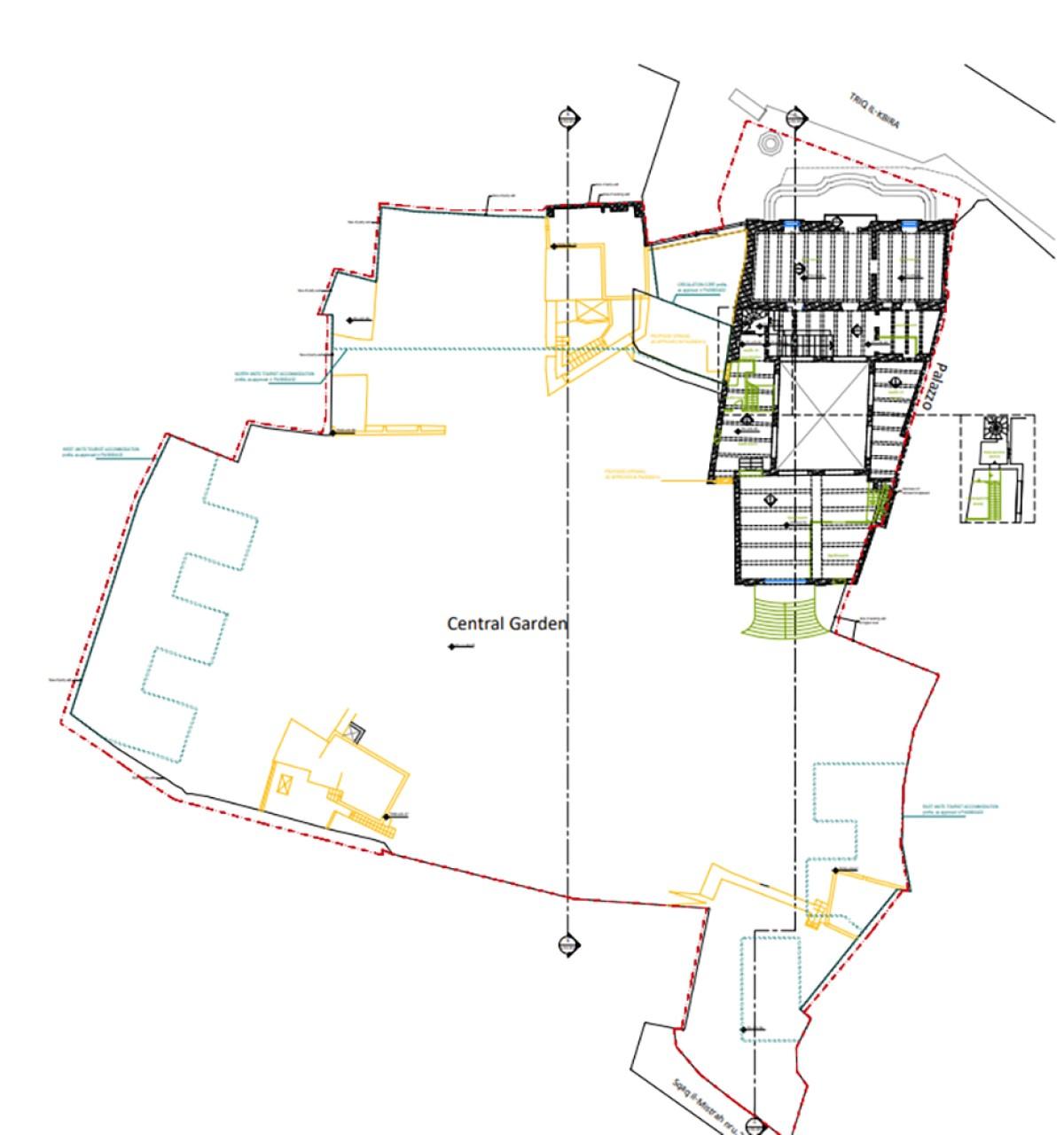 The project architect&rsquo;s plans show the central area of the palazzo&rsquo;s garden would be retained, with the guest rooms being built around its perimeter.
