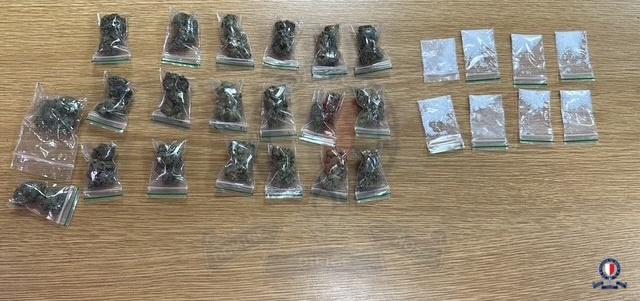 One suspect was found carrying eight packets of suspected cocaine and 20 packets of alleged cannabis. Photo: Communications Office, Malta Police Force.