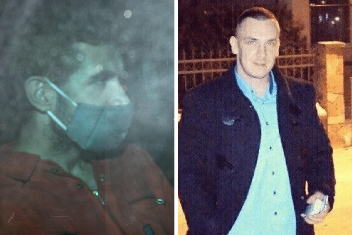Daniel Muka (left) being escorted to court in 2020 and Viktor Dragomanski (photo from Facebook)