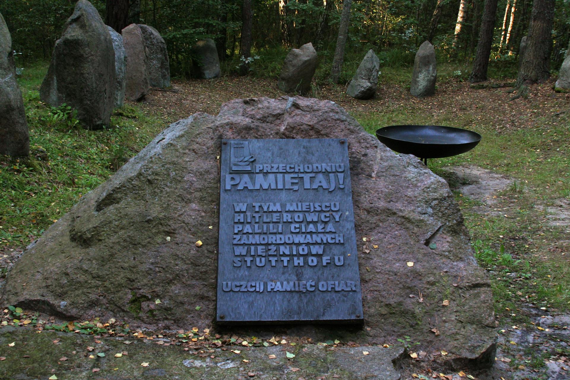 A memorial at the site where inmates were shot and burned.