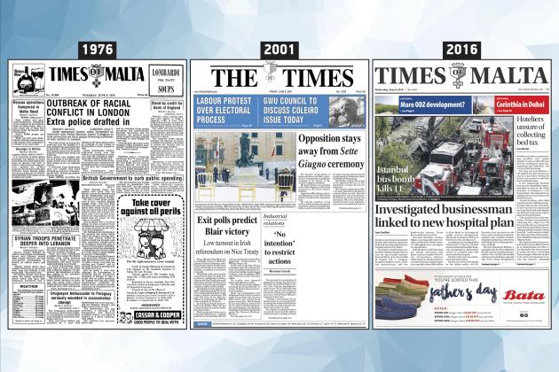 June 8: The front page of Times of Malta 10, 25 and 50 years ago