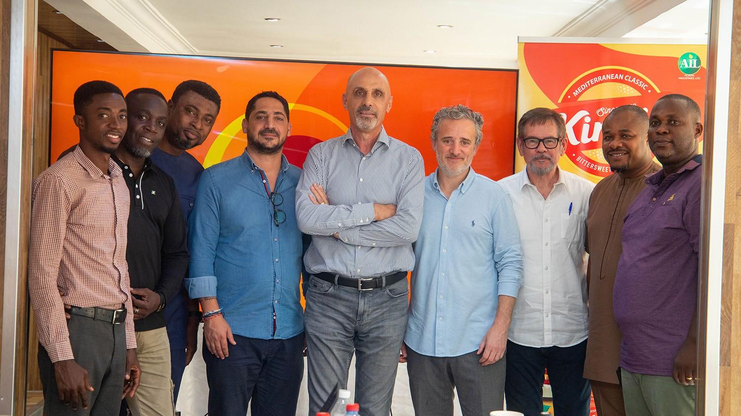 Fouad Moufarrej (c) managing director, Acadia Industries, with Michael Farrugia, Deputy CEO (Beverage Business) and Stephen Sultana, head of international business development at Farsons and the Ghanaian team.