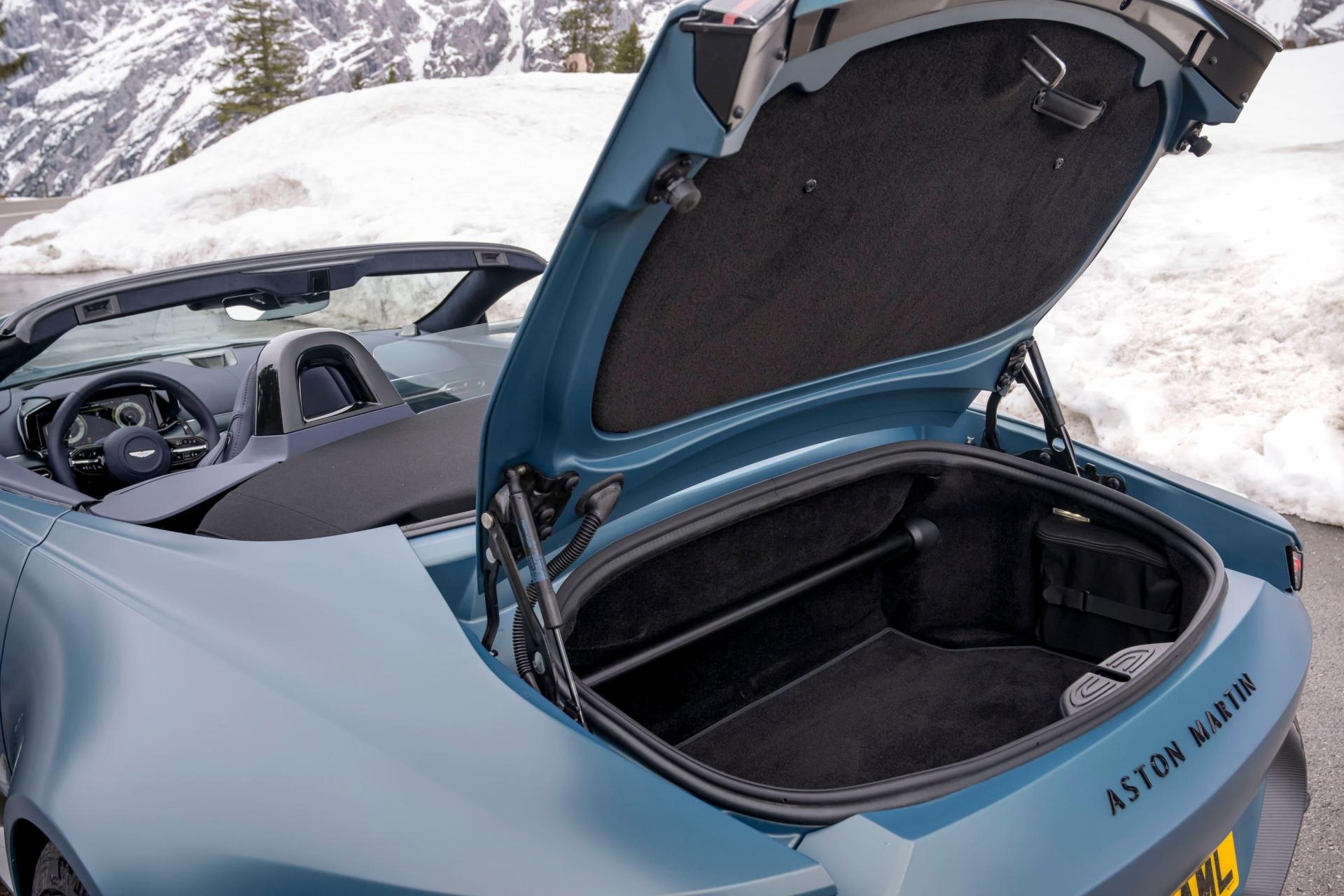 The boot is significantly smaller than the one in the Vantage Coupe. Photo: Andy Morgan, PA Media