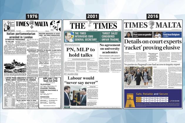 June 14: The front page of Times of Malta 10, 25 and 50 years ago