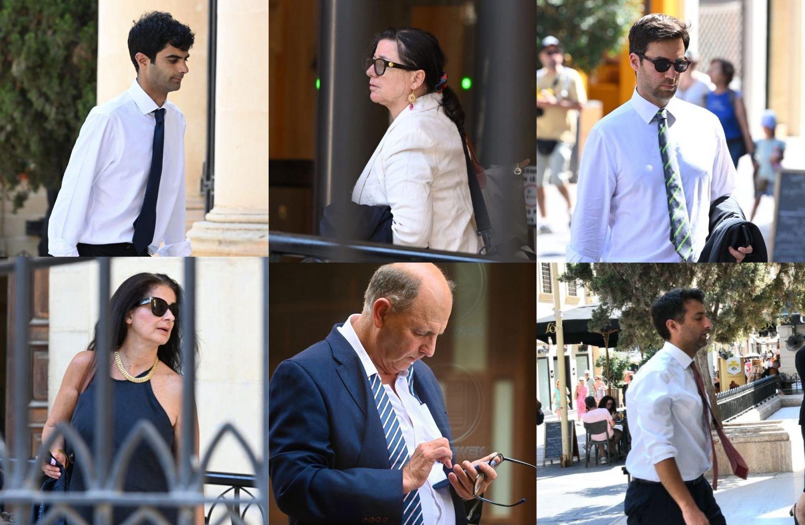 Clockwise from left: Paul Caruana Galizia, Helene Asciak, Andrew Caruana Galizia, Matthew Caruana Galizia, Peter Caruana Galizia and Corinne Vella.