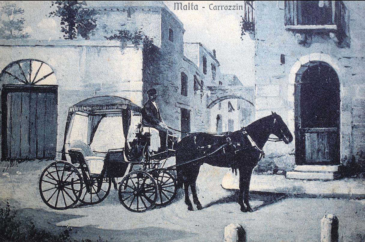 A WWI Bonello postcard showing a painting of a karozzin, probably by the publisher. All postcards from the author’s collection