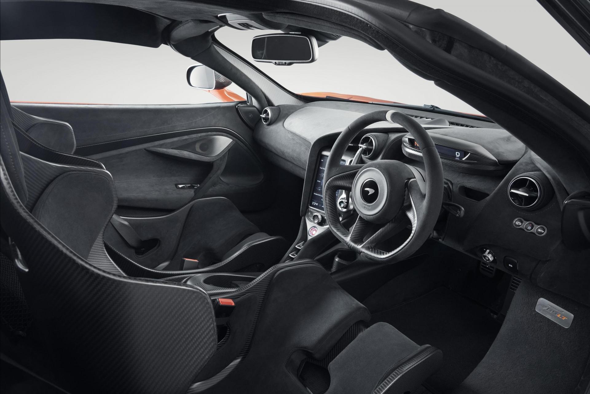 The interior of the 765LT boasts plenty of carbon fibre.