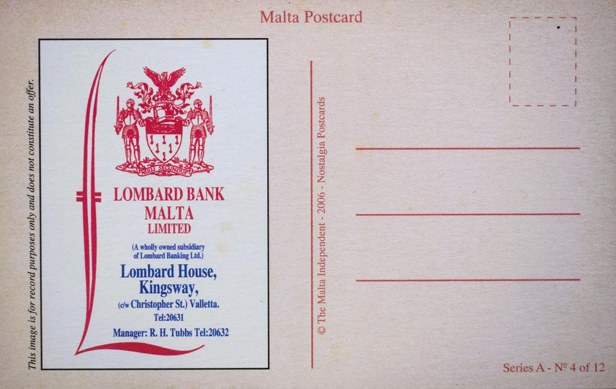 Lombard Bank, founded in 1955, issued these promotional postcards.