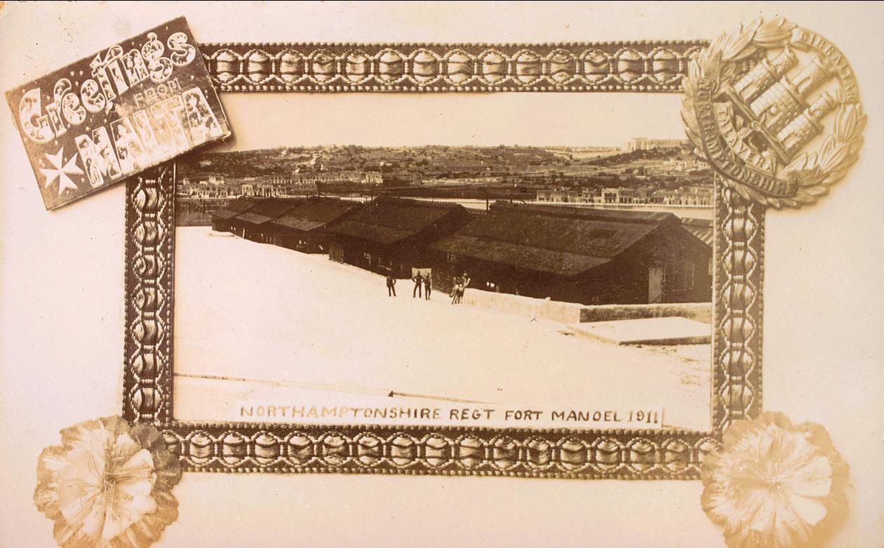 A Northamptonshire regiment Christmas card from Manoel Island, 1911