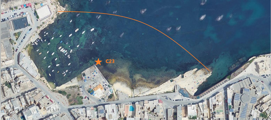 This area at Il-Bajja tal-Għażżenin in St Paul's Bay is closed for swimming until further notice. Photo: Environmental Health Directorate