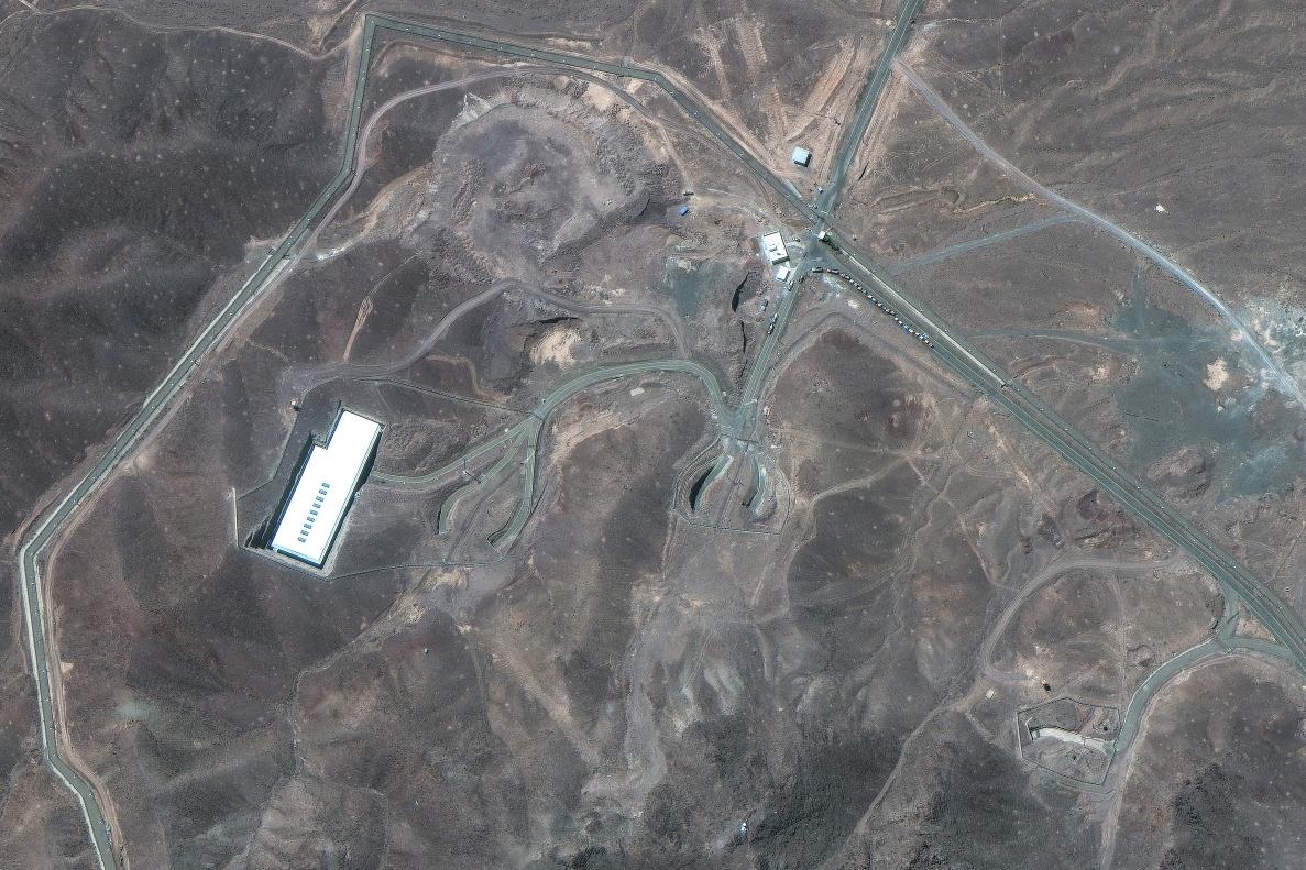 Iran's Fordow Fuel Enrichment Plant (FFEP), in Fordo, Iran on Thursday. Photo: Satellite image &copy;2025 Maxar Technologies / AFP.