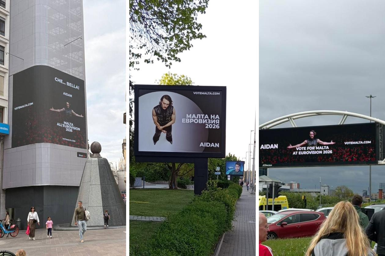Billboards across Europe promoted Aidan, who received eight points in the public vote. Photo: Times of Malta