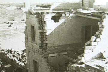 The devastation caused by the Lancaster bomber's crash.