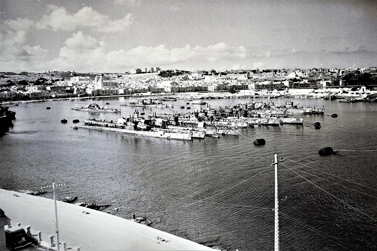 Italian submarines berthed in Malta after the armistice of 1943.