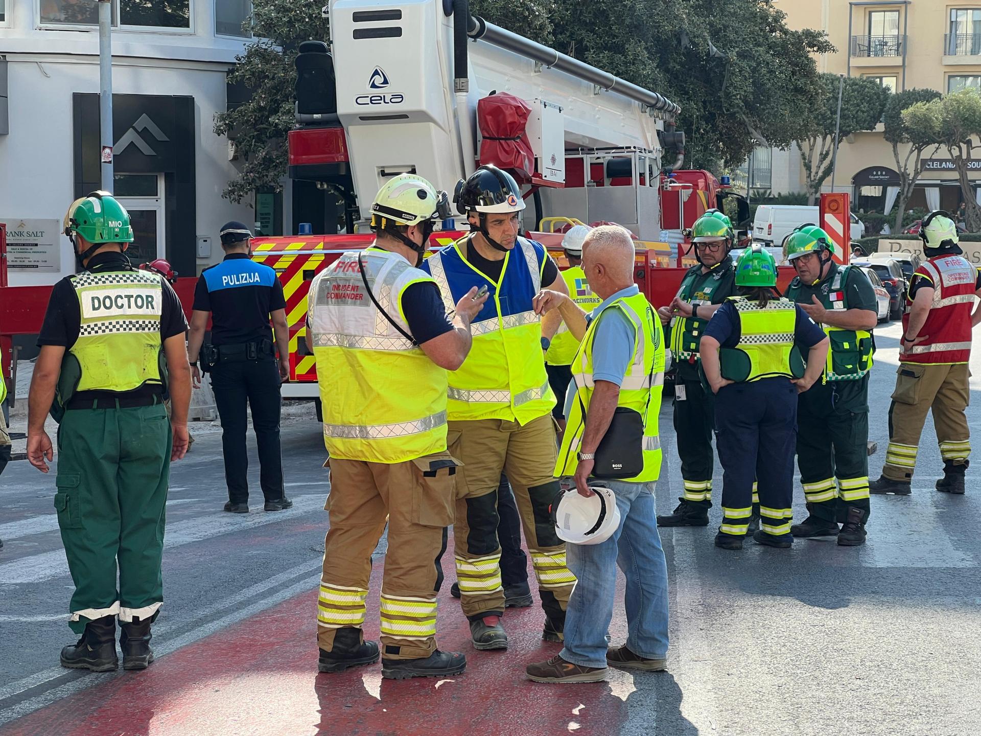 Members of the Civil Protection Department on site on Friday. Photo: Chris Sant Fournier