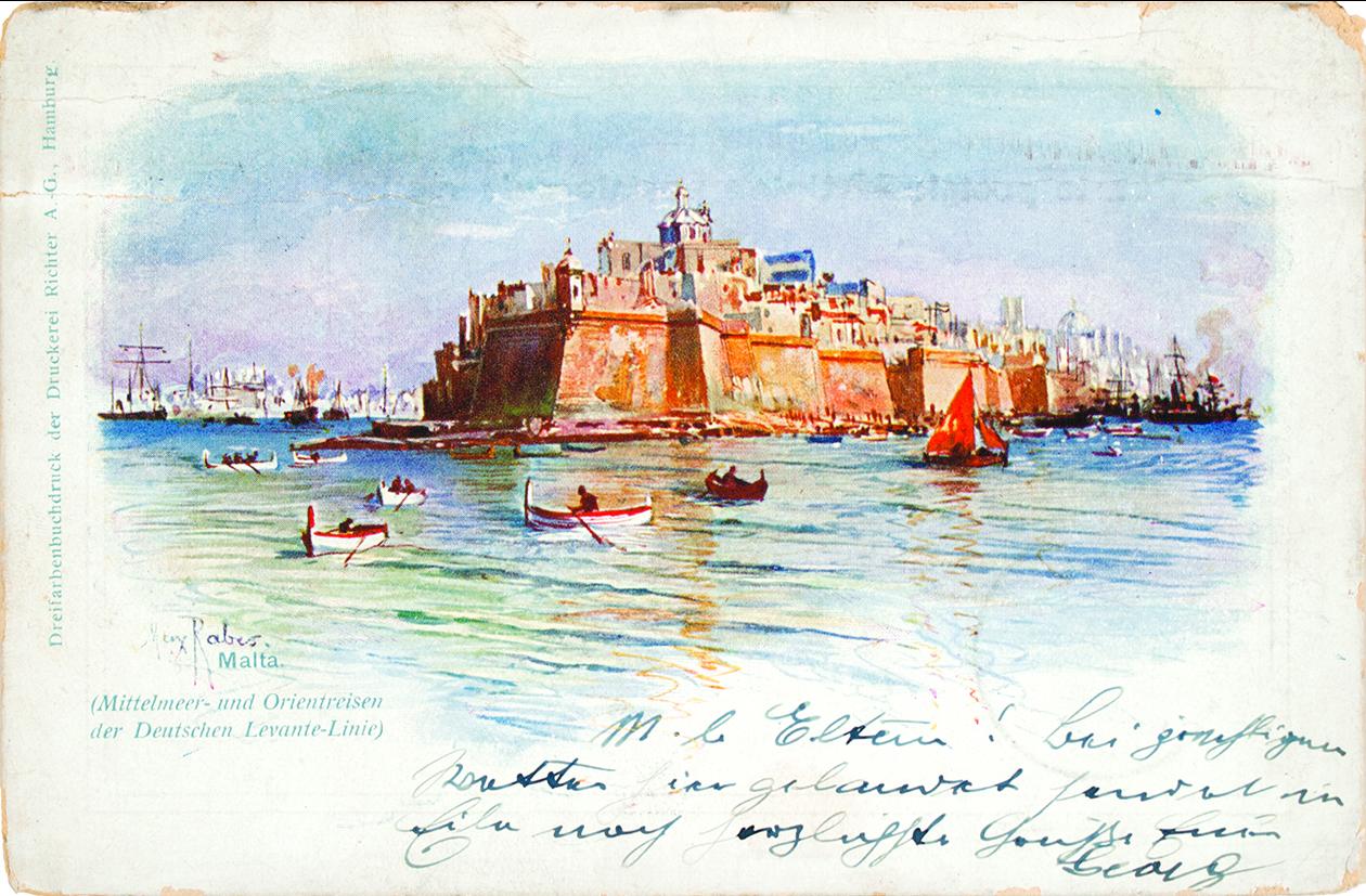 Malta postcard by Max Rabes (1868-1944) for Levante-Linie