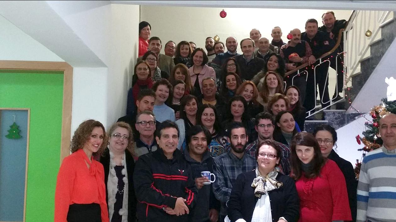 Staff at the school&rsquo;s new premises at the ex-Maria Reġina School during a Christmas staff party in December 2014.