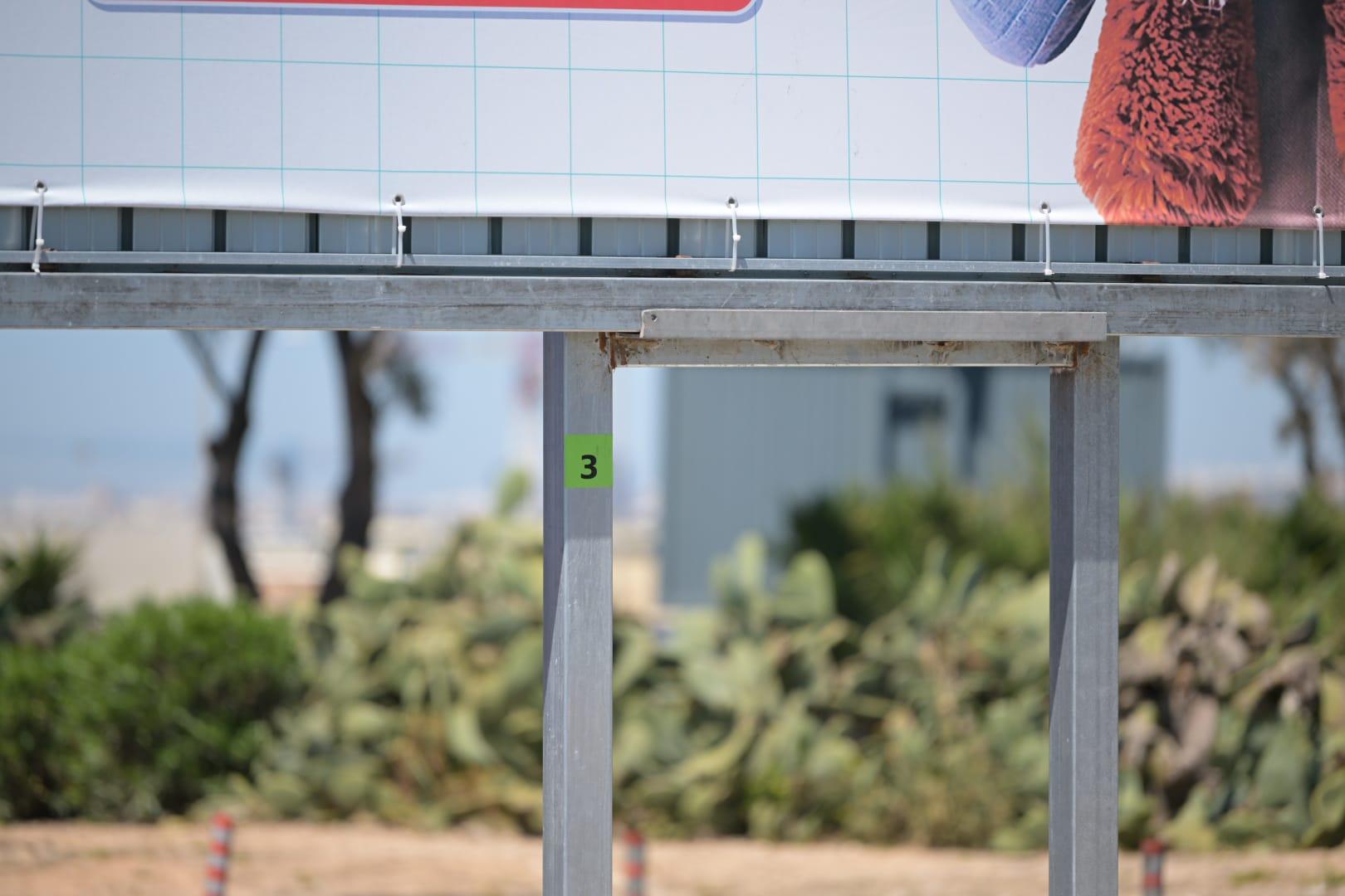 There were considerably fewer green-stickered billboards than yellow. Photo: Matthew Mirabelli.