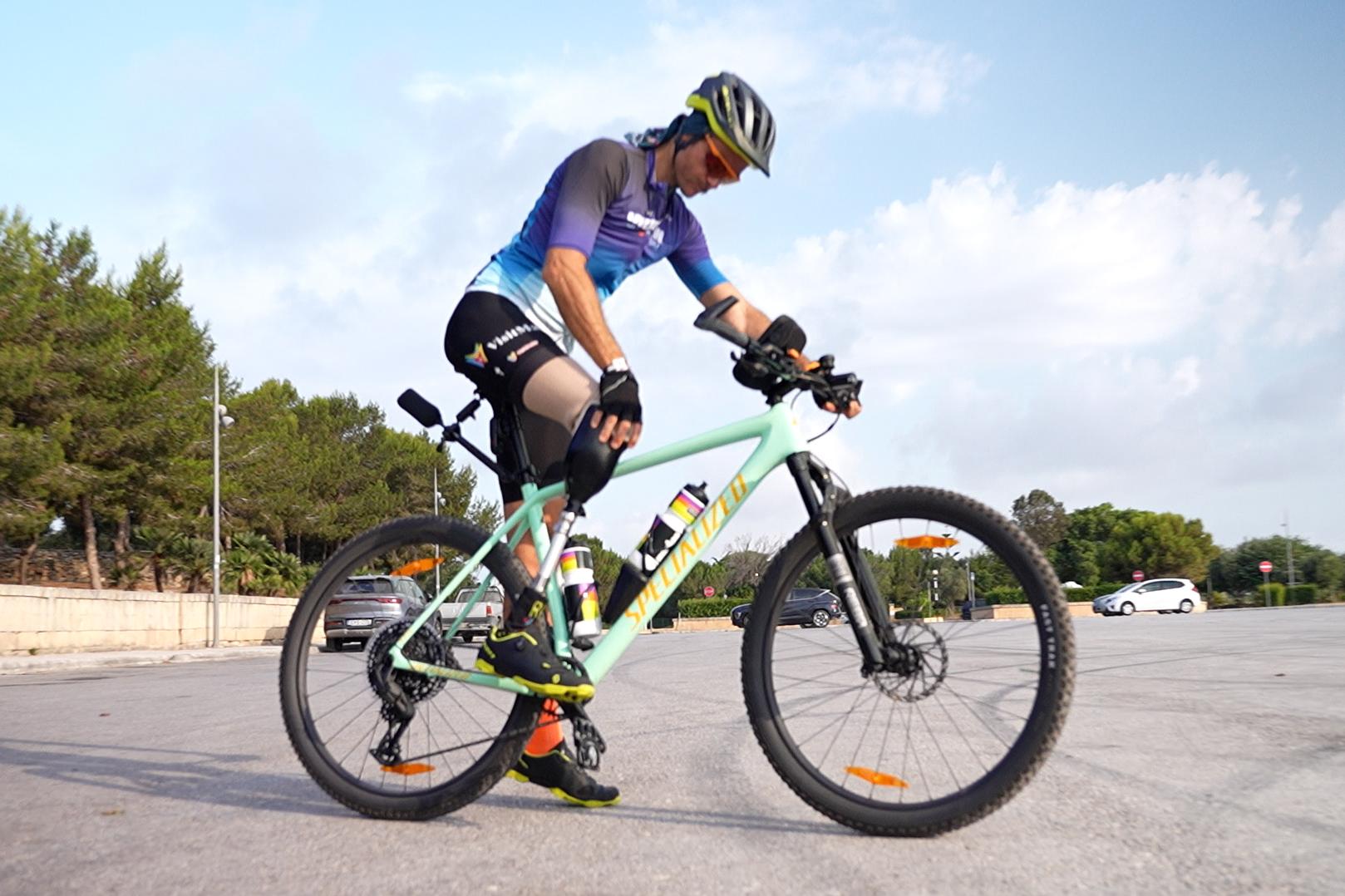 Vincenzo training on his bike.