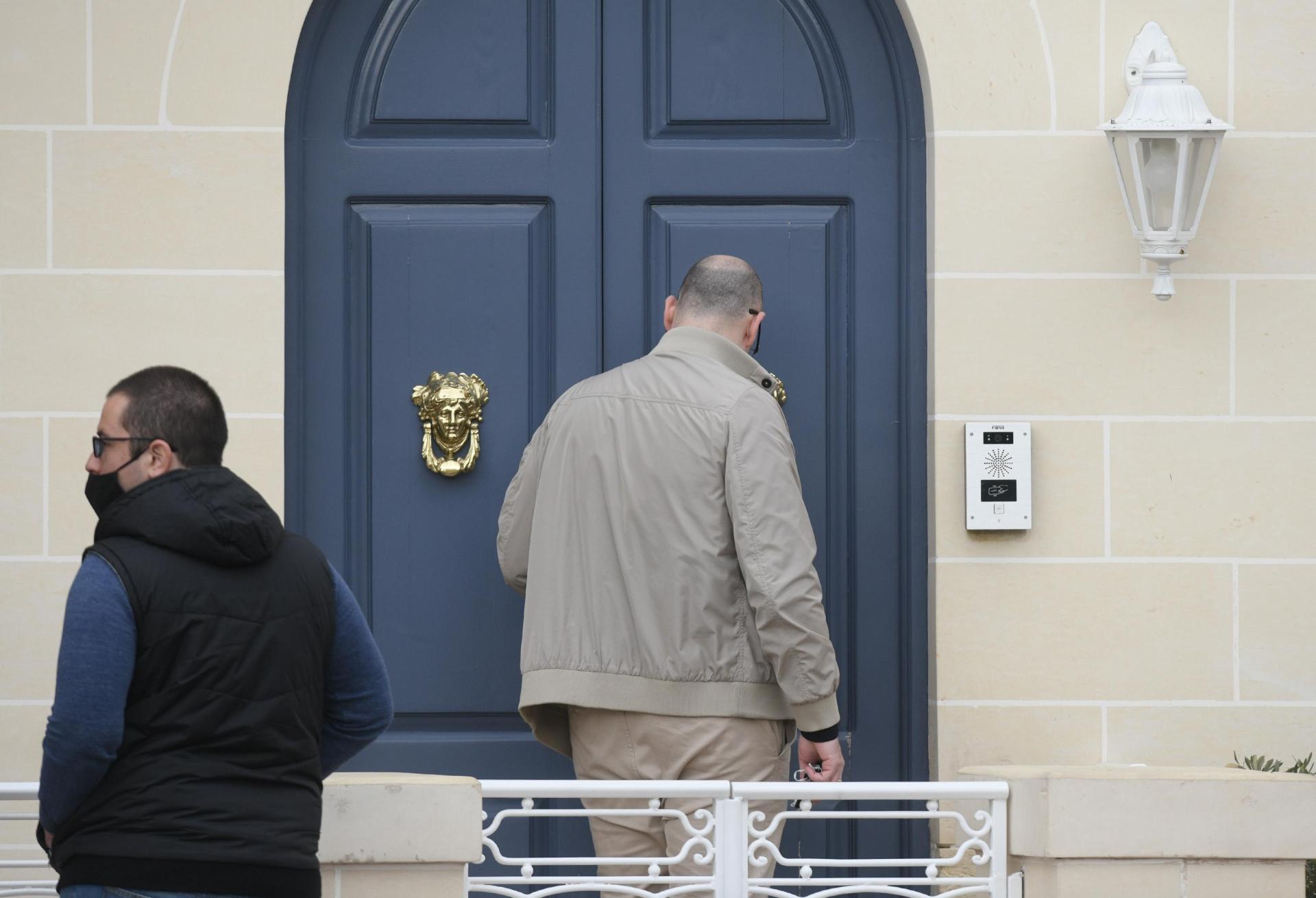 Financial investigators at Joseph Muscat's Burmarrad home. Photo: Matthew Mirabelli
