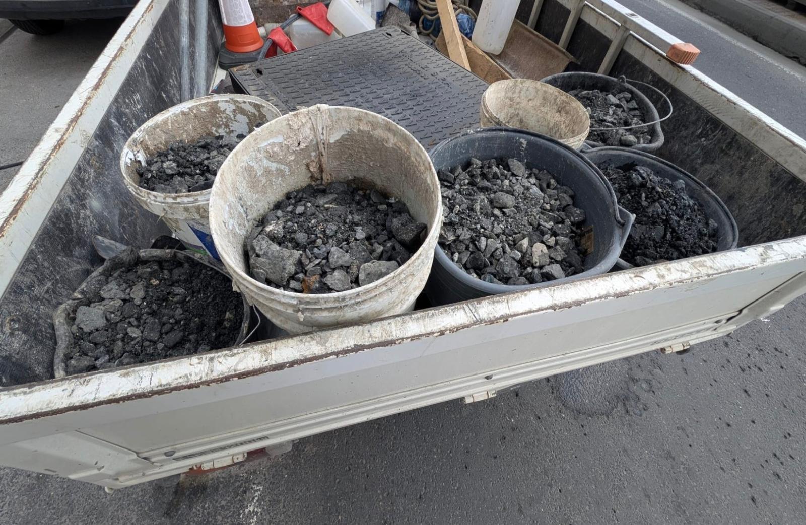 Construction debris extracted from the Sliema sewer network in the past few days. Photo: WSC