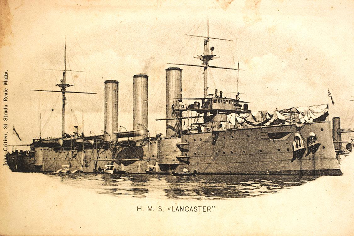 HMS Lancaster, part of a large set of postcards of British warships by Critien.