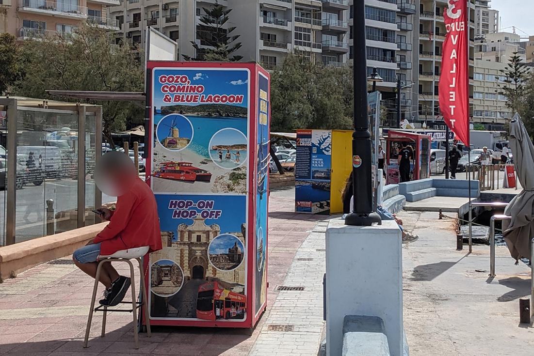 Some 30 booths line the promenade.