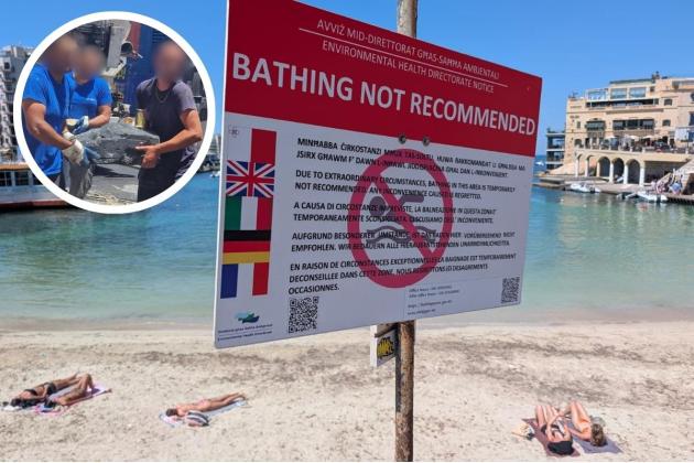 Balluta Bay closed to swimmers after construction waste blocks sewer