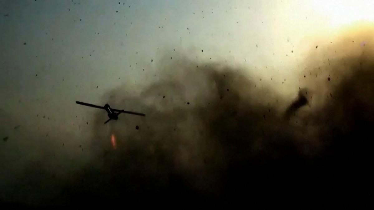 Screen grab from video footage released by Iran's Revolutionary Guards (IRGC)'s Sepah News website, allegedly shows a drone being launched from an undisclosed location towards US targets in Bahrain and Kuwait. Photo: AFP