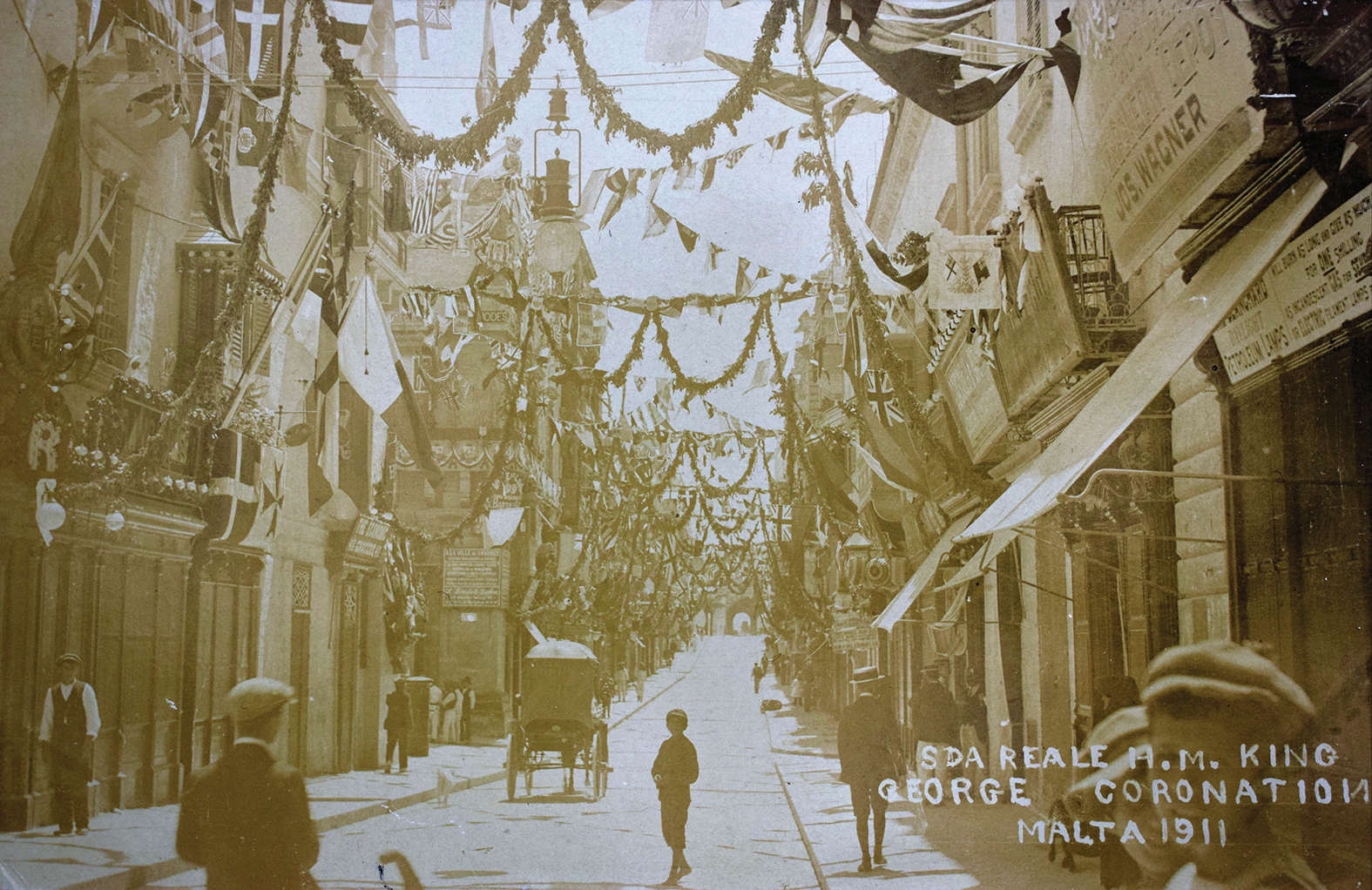 Strada Reale, Valletta, decorated for the Coronation of King George V in 1911.