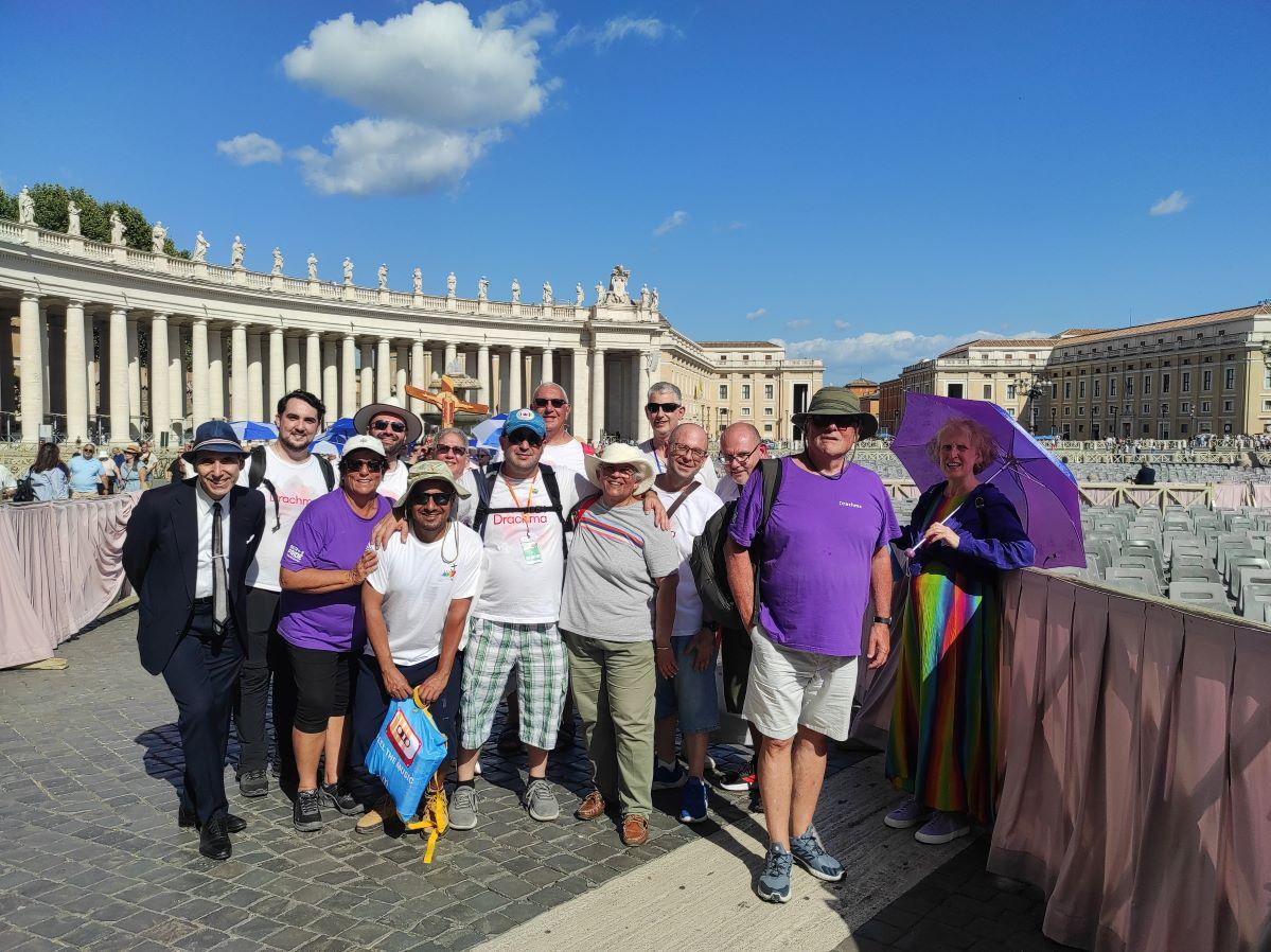The Maltese delegation from Drachma LGBTI+ at St Peter&rsquo;s Square, Rome.