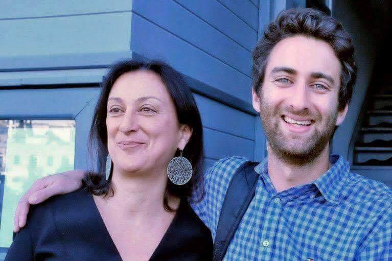 Daphne Caruana Galizia and her son Matthew. Photo: Family handout