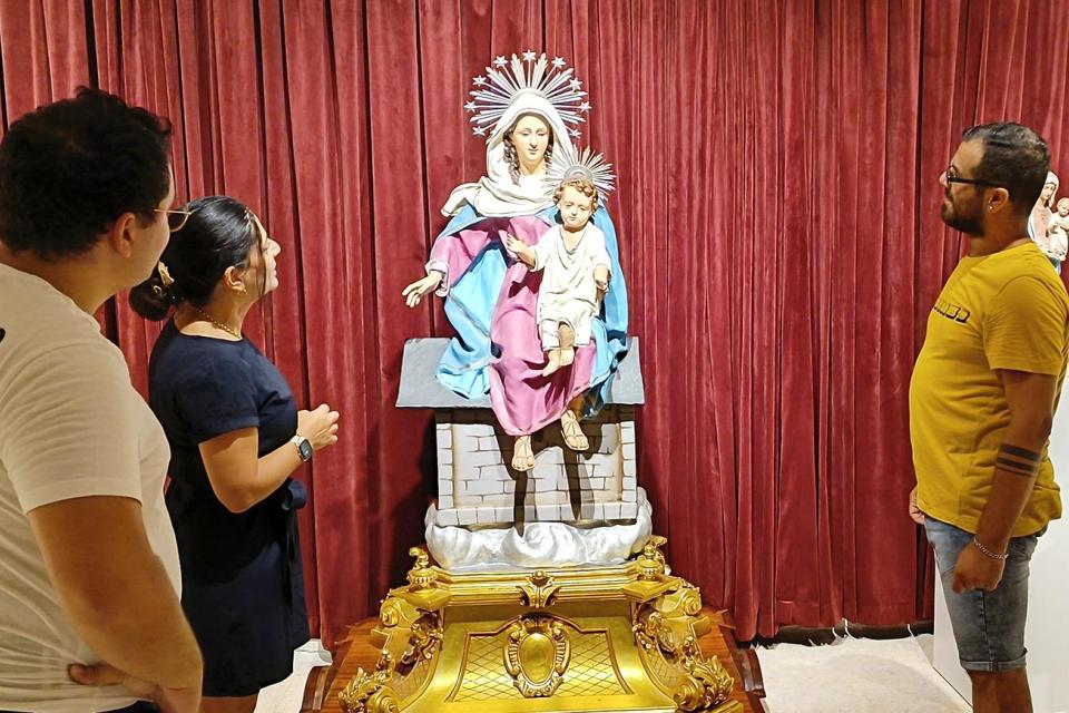The processional statue of Our Lady of the Niche on display at La Stella Band Club in Victoria. Photos: Charles Spiteri