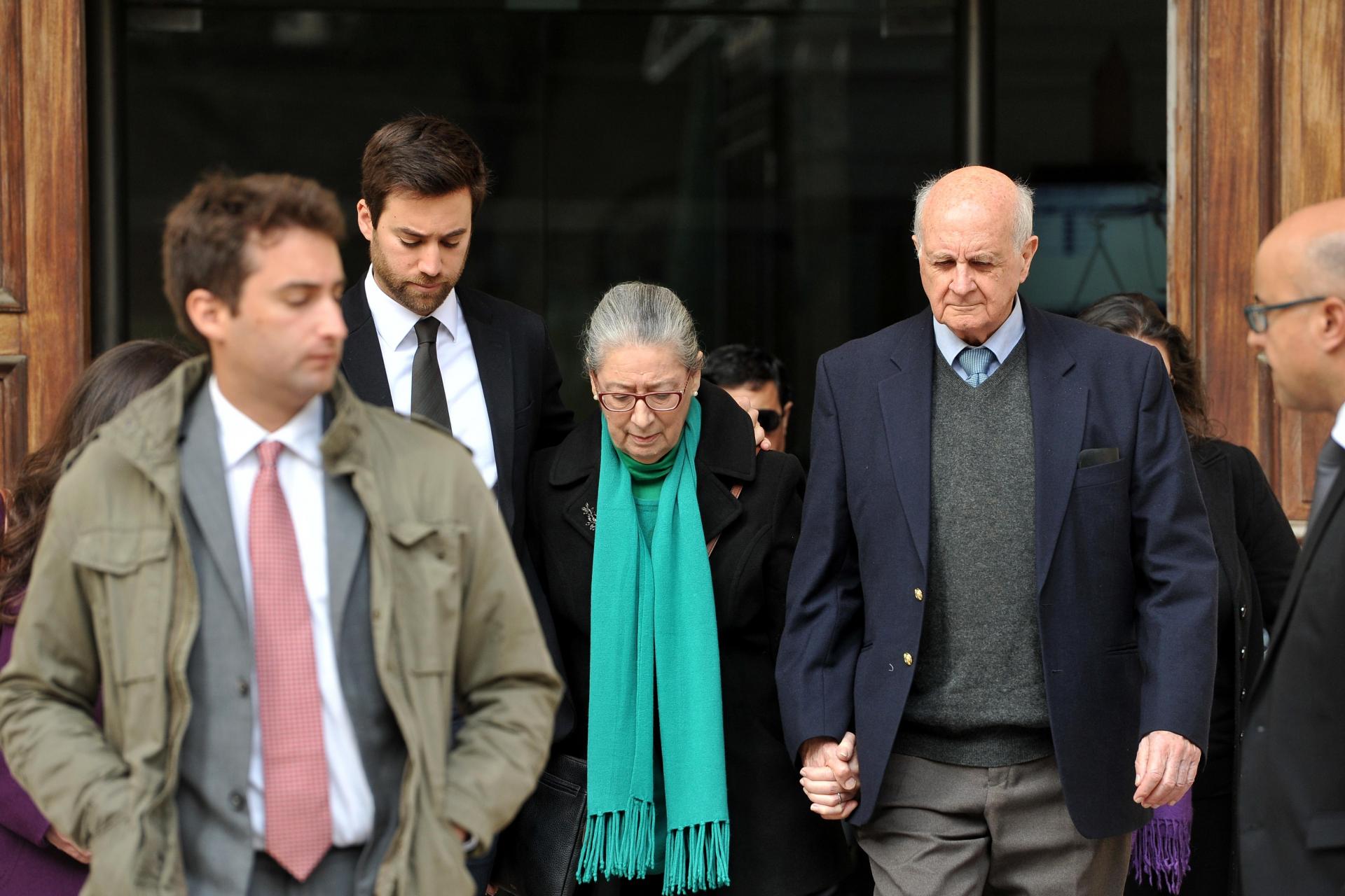 Sons and parents of Daphne Caruana Galizia exit court last week.