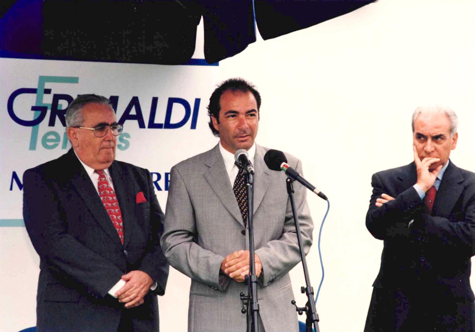 On board the Ro/Pax vessel Malta Express, in 2000. From left: The then Tourism Minister Michael Refalo, Ernest Sullivan and Luigi Ranauro of Grimaldi Ferries.&nbsp;