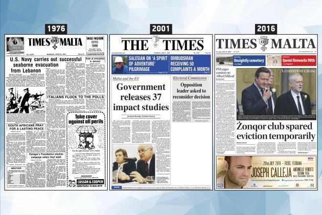 June 21: The front page of Times of Malta 10, 25 and 50 years ago