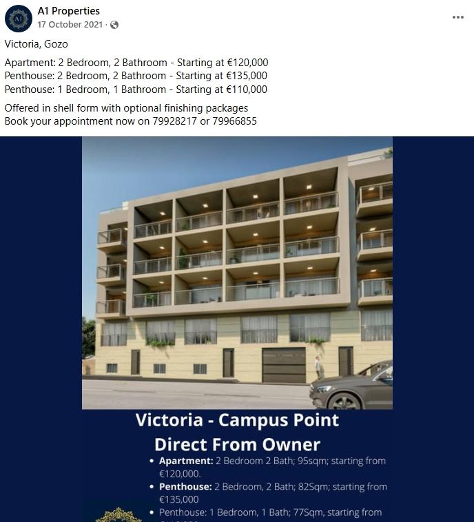 Screenshot: Property listings in 2021.