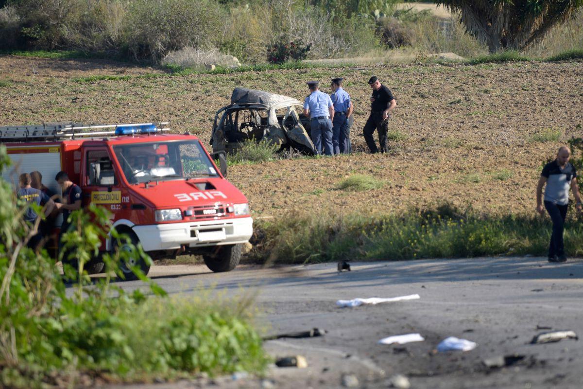 The scene of the car bomb that killed Daphne Caruana Galizia in October 2017. Photo: Mark Zammit Cordina