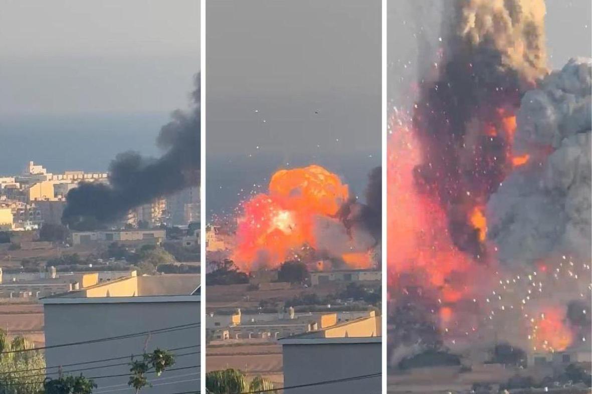 A video captured a rapid, terrifying chain reaction. But at first, only thick black smoke is visible.