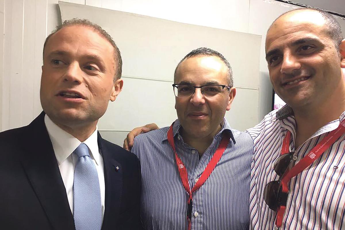Joseph Muscat (left), Keith Schembri (centre) and James Piscopo.