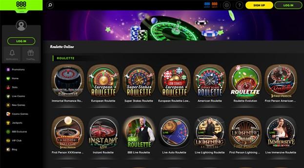 888casino&rsquo;s roulette selection with options like Instant Roulette and Lightning Roulette.