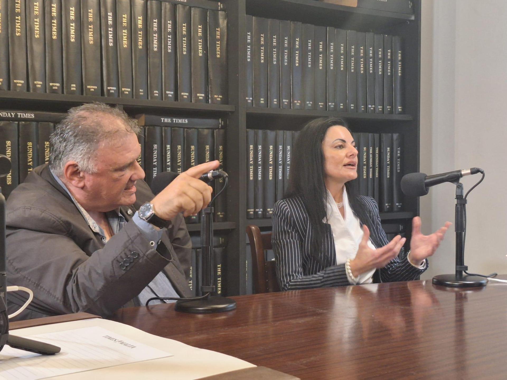 Jaqueline Zammit and Immanuel Mifsud on Times Talk. Photo: Emma Borg