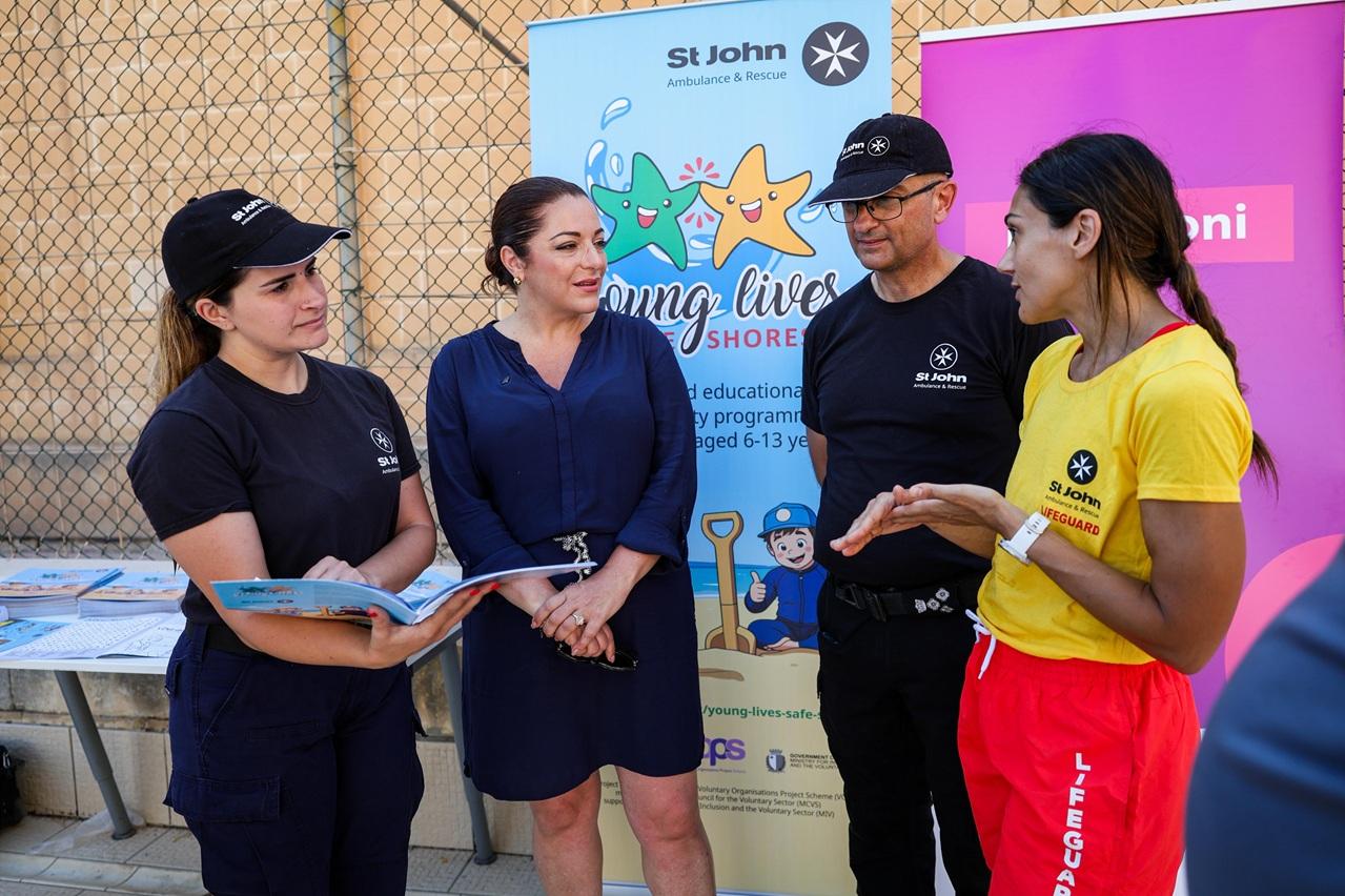 Minister Julia Farrugia (second from left) took part in a demonstration during the launch. Photo: DOI.