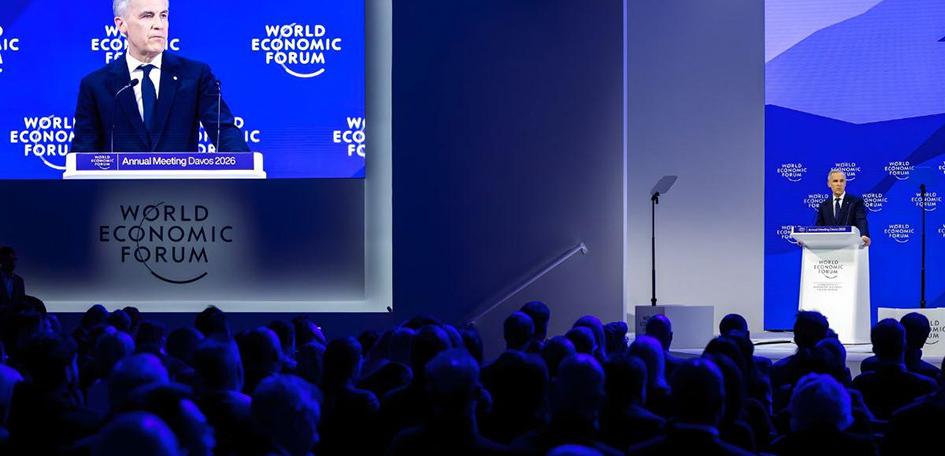Mark Carney speaking at the World Economic Forum. Photo: WEF