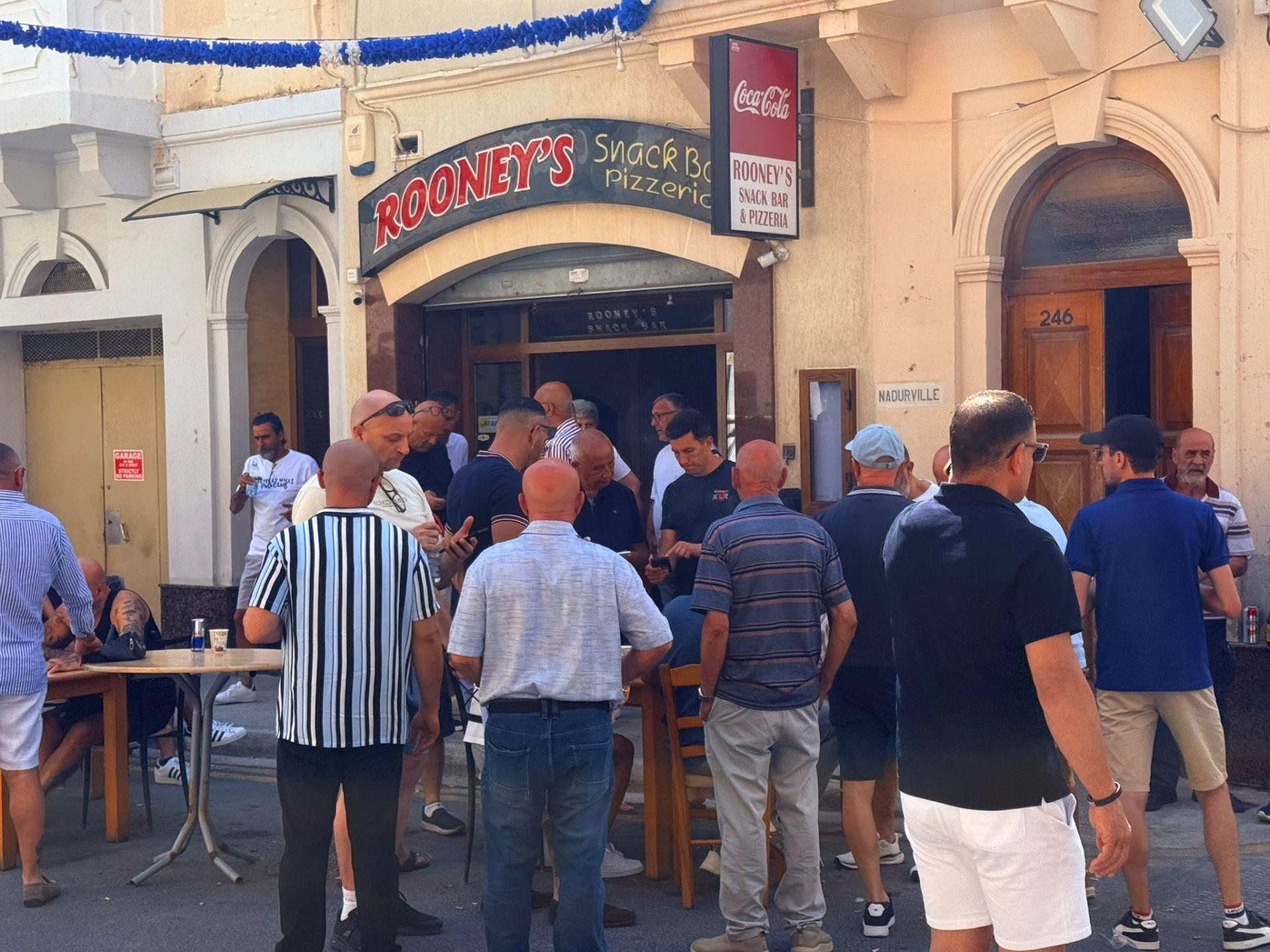 PN supporters near party HQ. Photo: Antoine Farrugia Lauri
